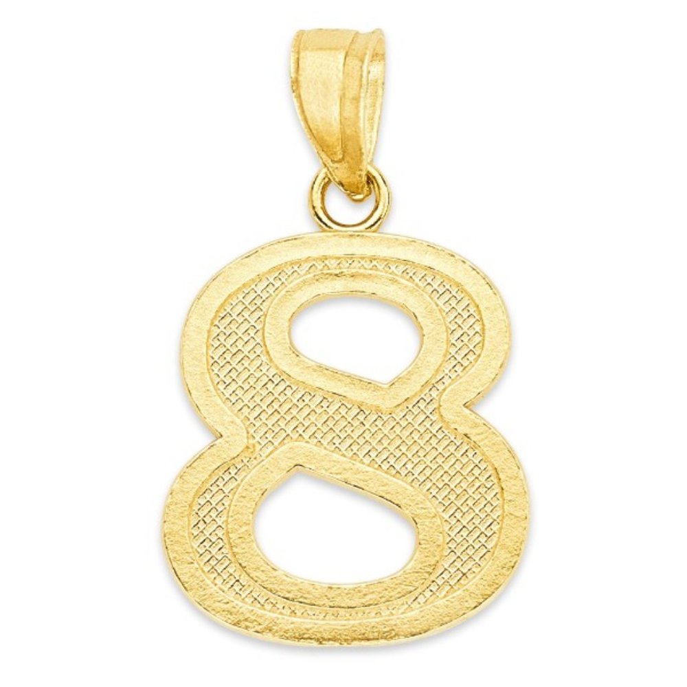 Solid 10k Gold Number 8 Pendant - Lucky Number Sports Jewelry